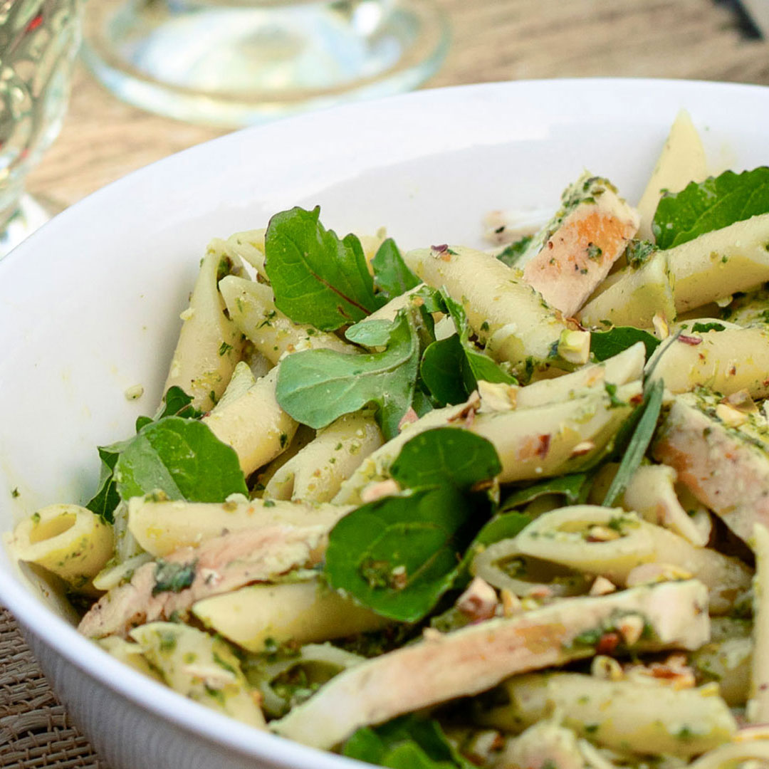 Chicken Terragon Pistachio Pesto Pasta