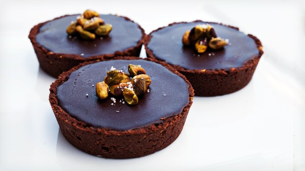 Pistachio Chocolate Tart with Caramel Mascarpone & Ganache By: Chef Lauren Mitterer
