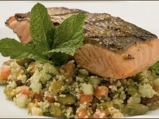 Grilled Salmon & Citrus Pistachio Wholemeal Couscous