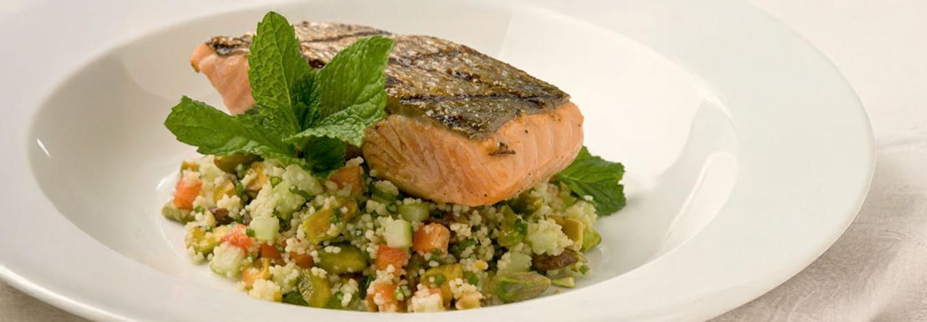 Grilled Salmon & Citrus Pistachio Wholemeal Couscous